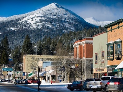Rossland main street winter
